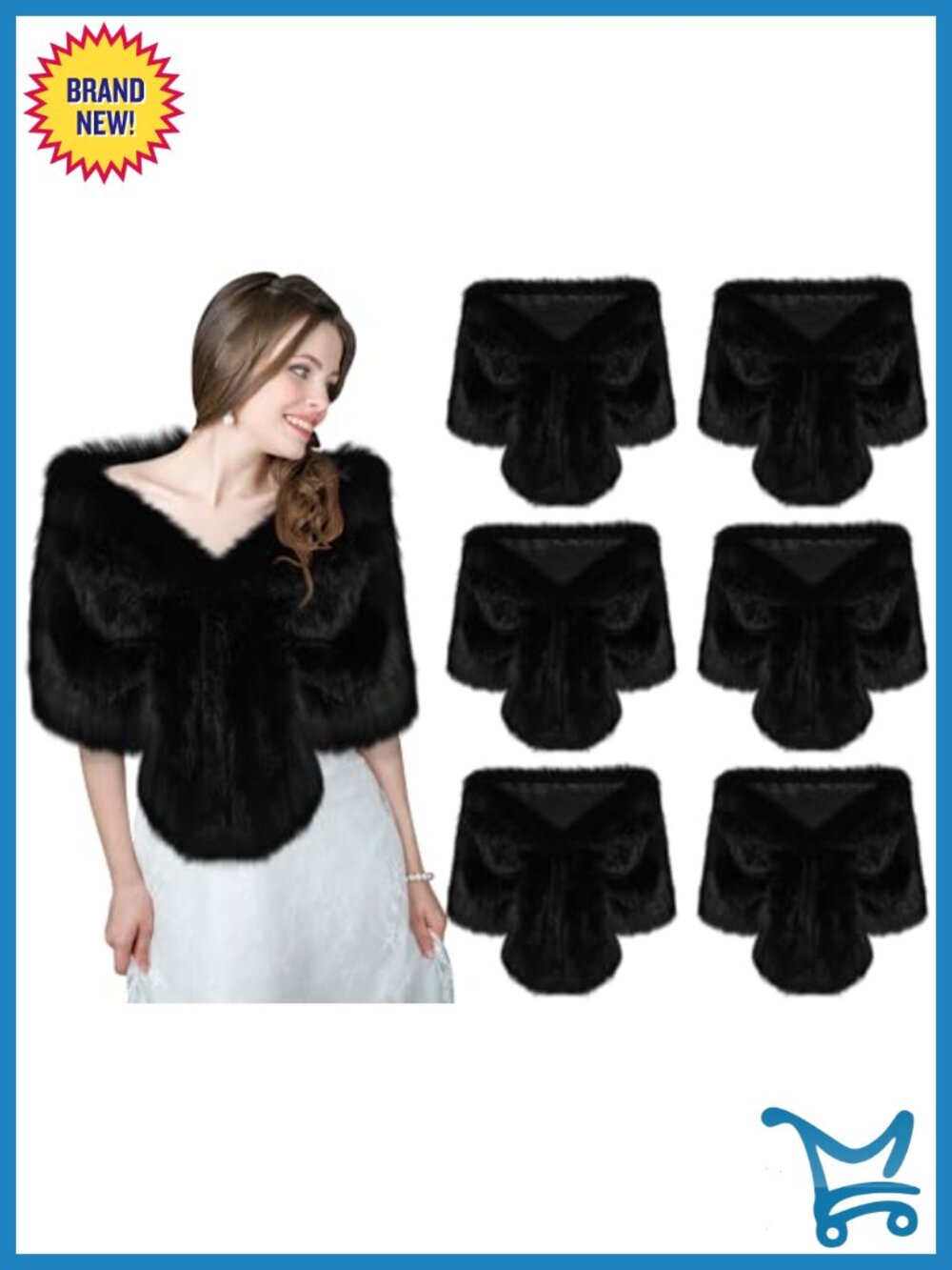6 Pcs Faux Fur Shawl Wrap Stole Shrug Cape for Wedding Bridal Evening Party